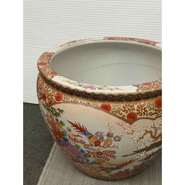 2020s Satsuma-Style Porcelain Jardiniere, Vintage For Sale - Image 5 of 12
