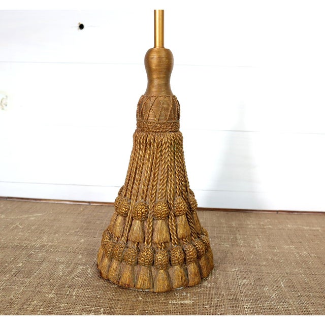 Vintage Dorothy Draper Style Gold Tassel Table Lamp 70's Hollywood Regency Traditional Glam Neoclassical For Sale - Image 6 of 10