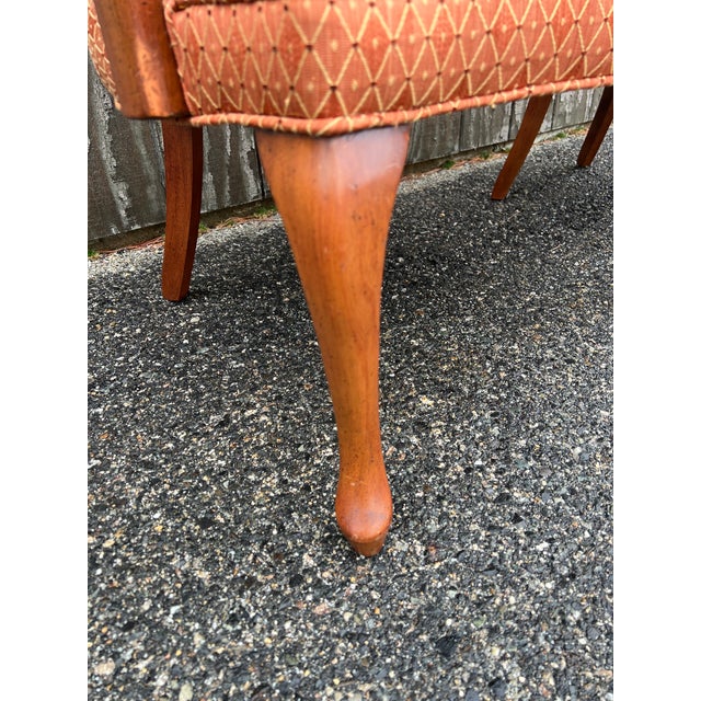 Pair of Vintage Queen Anne Style Upholstered Arm Chairs For Sale - Image 12 of 17