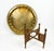 Middle Eastern Hand Engraved Brass Tray with Teak Folding Table Base.l the hand-engraved brass charger tray features...