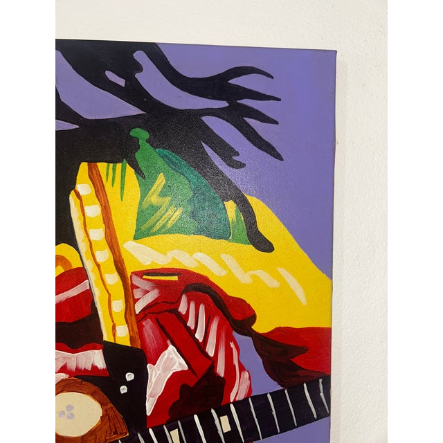 Textile Cadman Mathias Signed Original “Bob Marley” Acrylic on Canvas Portrait Painting For Sale - Image 7 of 9
