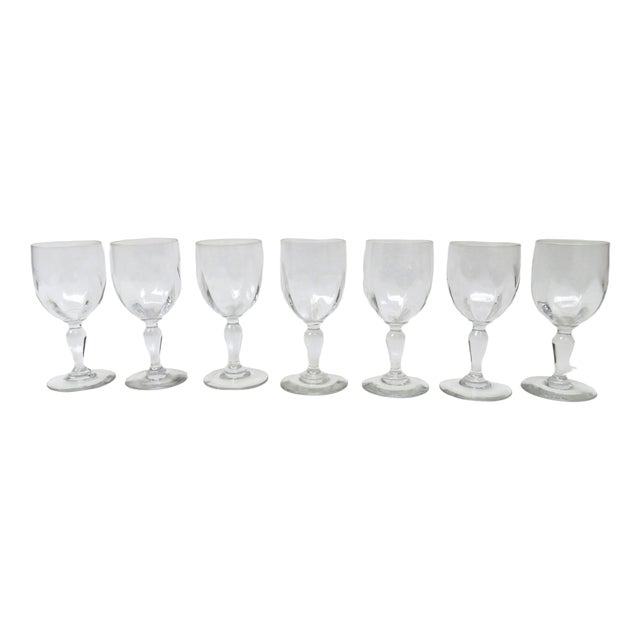 Large Glass Wine Glasses, France, Set of 7 For Sale