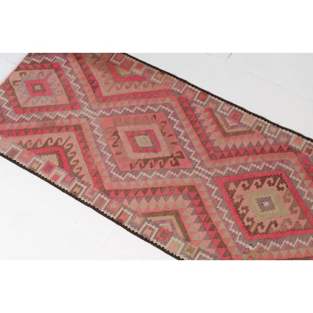 Mid 20th Century Handwoven Earth Tone Kilim Runner For Sale - Image 4 of 10