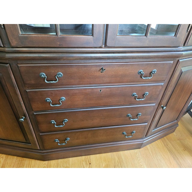 Hitchcock - High quality solid cherry (no veneers!) lighted China Cabinet, with 2 of 4 drawers lined to protect your...