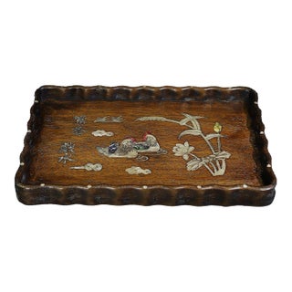 Huali Rosewood Tray Inlaid With Mother-of-Pearl For Sale