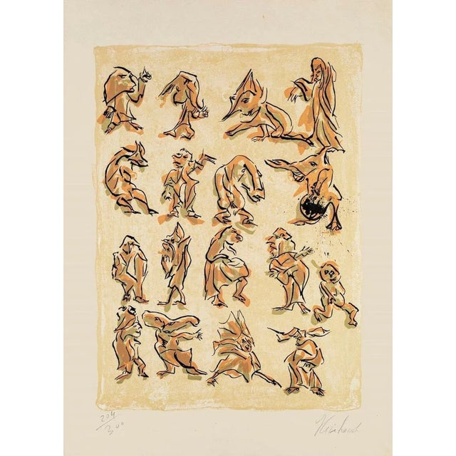 17 Contre is an original colored lithograph realized by Reinhoud d'Haese in 1970 Hand-signed by the artist on the lower...