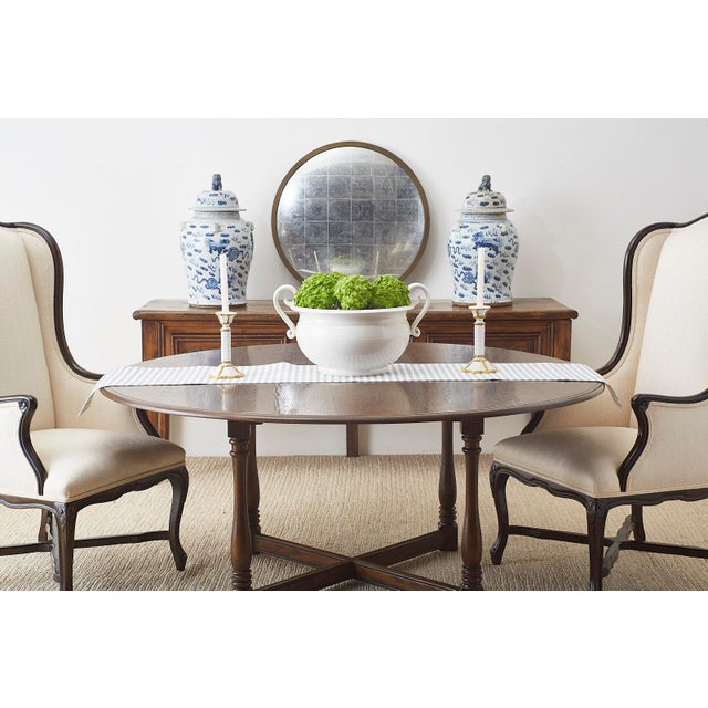 English Country Style Round Oak Dining Table Chairish