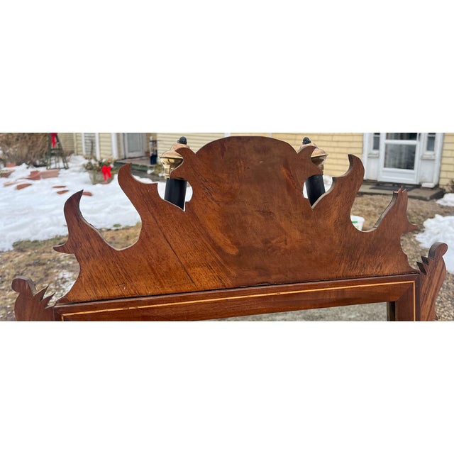 18th Century Georgian Wall Mirror Oxford Mahogany Frame Hand Carved For Sale - Image 4 of 7