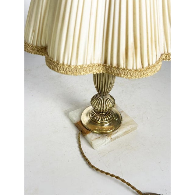 Art Nouveau Brass Table Lamp with Shade, France, 1920s For Sale - Image 14 of 18