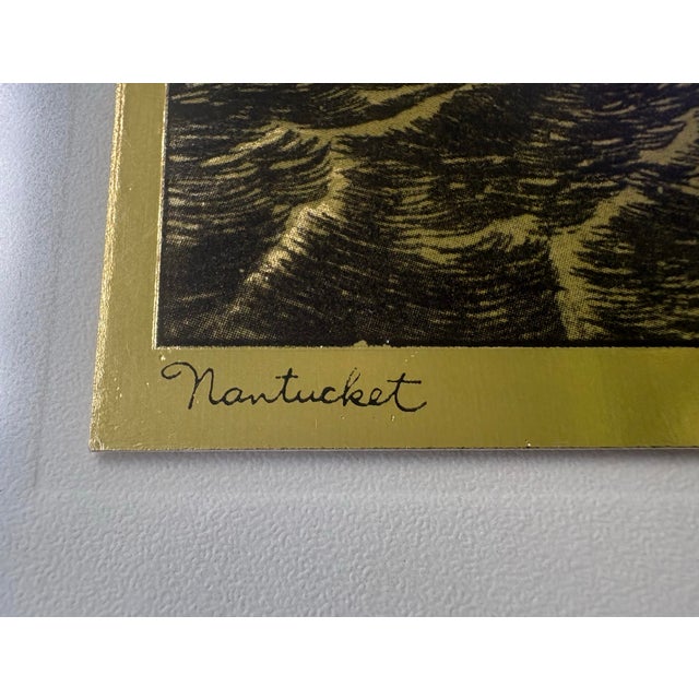Pair of Framed Lionel Barrymore Gold-Etch Prints “Nantucket” & “Shoreside Farm” For Sale In Orlando - Image 6 of 12