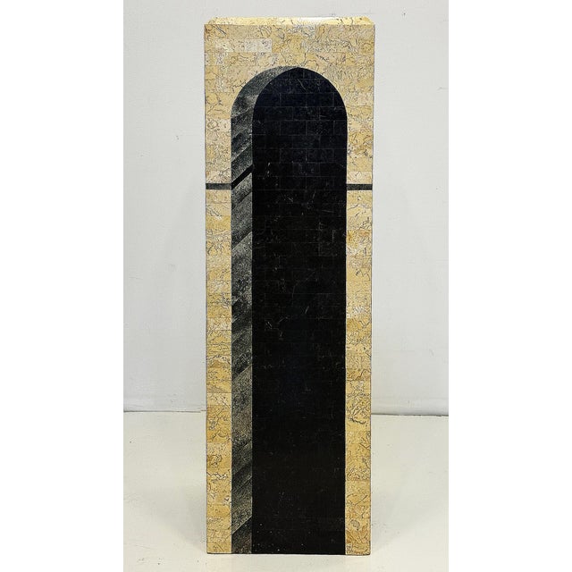 Postmodern Postmodern Architectural Trompe l'Oeil Tessellated Stone Pedestal For Sale - Image 3 of 7