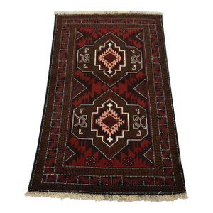 Baloch Rug 2’10” X 4’7” Red Wool Vintage Tribal Hand-Knotted Oriental Carpet