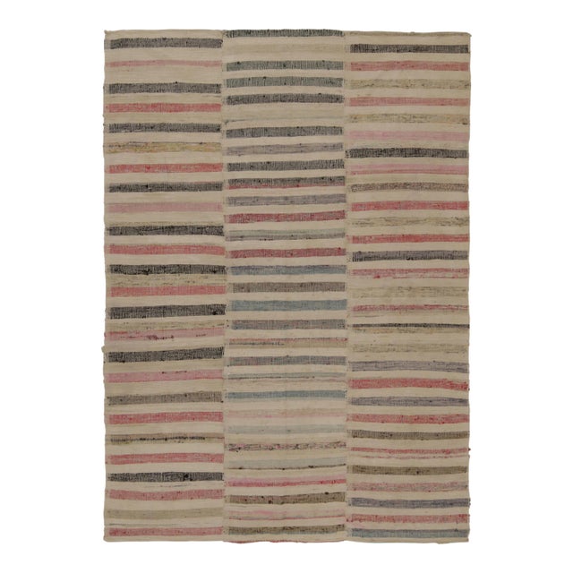 Rug & Kilim’s Patchwork Kilim in Polychromatic Stripes For Sale