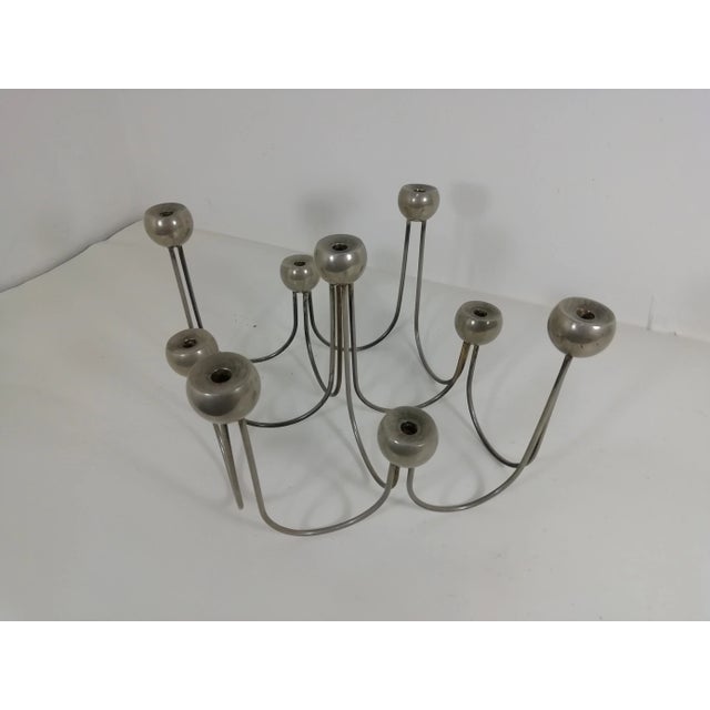 Mid-Century Modern Italian Minimalist Chrome-Plated Steel Candleholder For Sale - Image 3 of 12