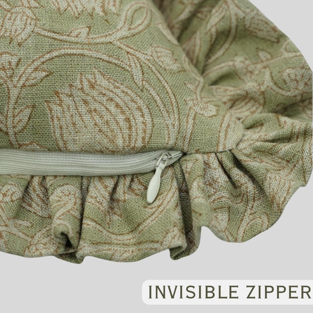 Fabdivine Elegant Handmade Linen Pillow Cover Floral Block Print Design- 26x26 Inch, 6Kamal For Sale - Image 4 of 6