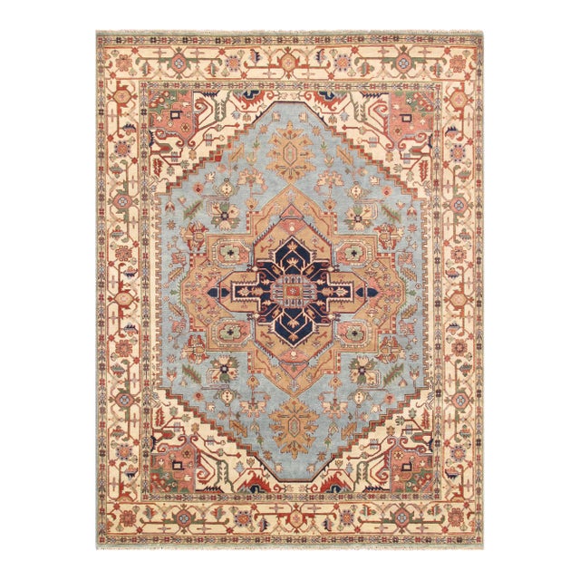 Serapi Wool L. Blue Area Rug- 9' 0'' X 12' 2'' For Sale