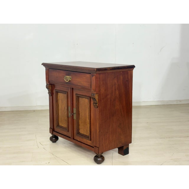 Antique Gründerzeit Walnut Veneer and Brass Fittings Vertiko Chest of Drawers, 1900 For Sale - Image 5 of 11
