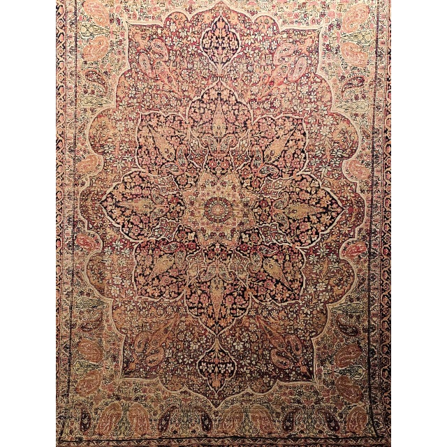 19th Century Persian Kerman Lavar Rug, Hand-Knotted Wool, Floral Design, Ivory & Red, 8x11 For Sale - Image 18 of 18