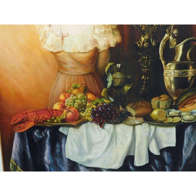 Fazly (Fazoil Ataullakhanov) "Portrait With Still Life" Original Oil Painting For Sale - Image 4 of 13