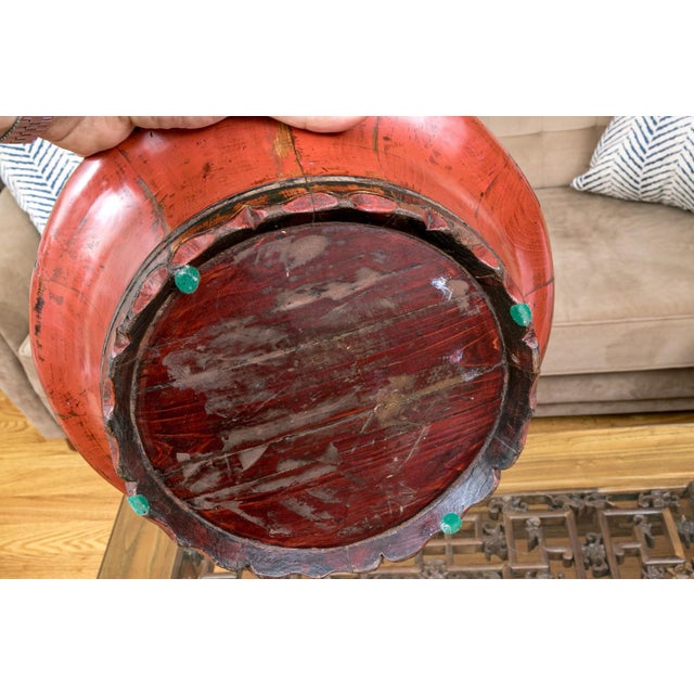 Chinese Antique Chinese Red Lacquered Covered Boxes—A Pair For Sale - Image 3 of 9