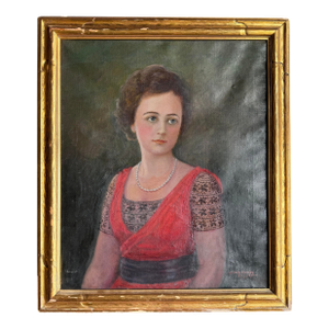 Artist Ida Jolly Crawley: Portrait of Woman in Red Dress
