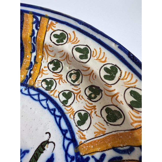 Hand-Painted Italian Folk Art Majolica Plate For Sale - Image 10 of 12