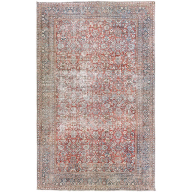 Antique Mahal Handmade Oversize Red Wool Rug With Allover Design For Sale - Image 11 of 11