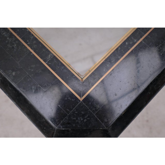 1960s Side Table in Tessellated Green Marble, Glass and Brass, 1960 For Sale - Image 5 of 6