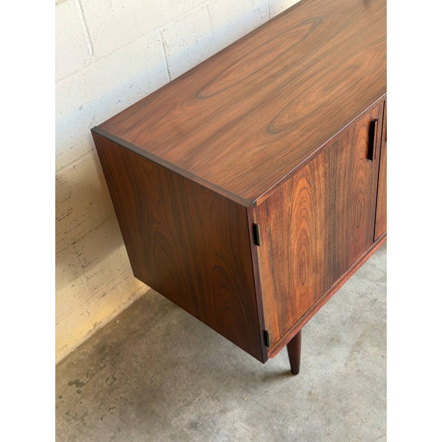 Brown Rosewood Sideboard Credenza Storage Unit With Hinged Doors Denmark Mid-Century Modern 1960s For Sale - Image 8 of 10
