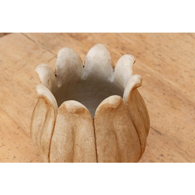 1990s 9"Dm Carved Marble Lotus Bowl For Sale - Image 5 of 7