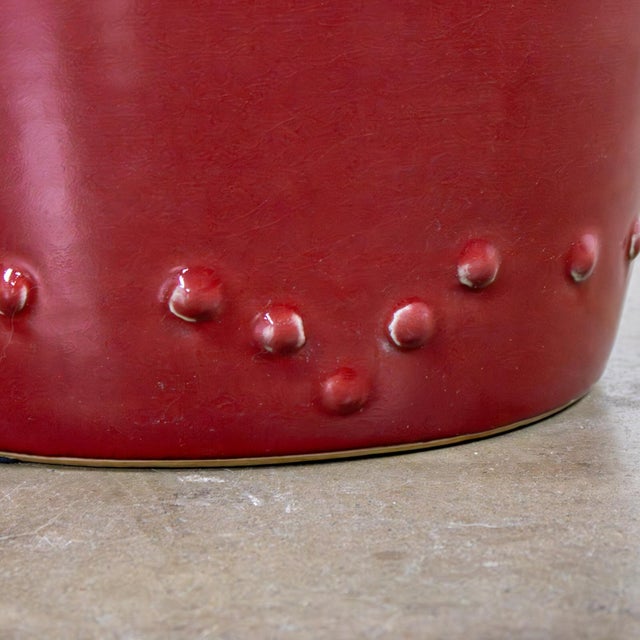 Late 20th Century Traditional Asian Garden Stool or Plant Stand From Gumps Oxblood Glazed Ceramic For Sale - Image 12 of 18