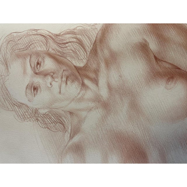 Marc DAUTRY (1930-2008) "Reclining Nude" 1975 Large original drawing in sanguine pencil On Arches paper Large...