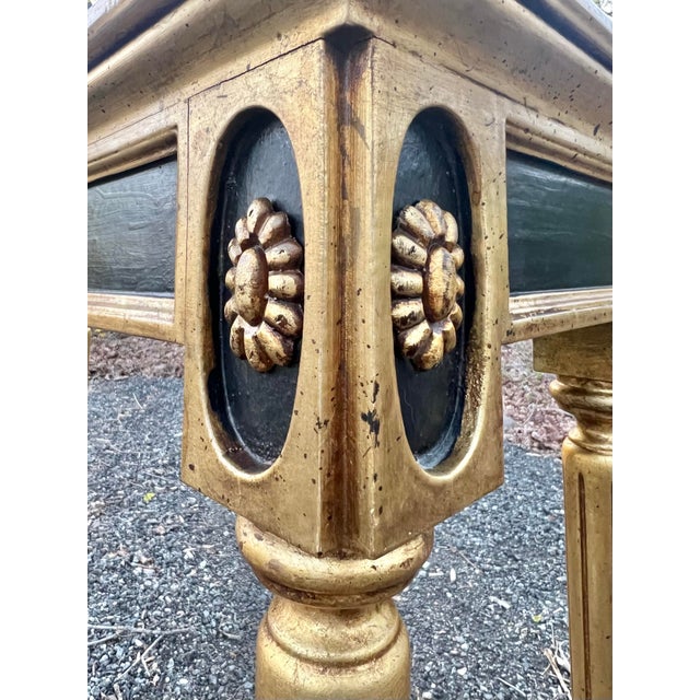 Wood La Barge Carved Gold Leaf and Ebonized Console Table For Sale - Image 7 of 12