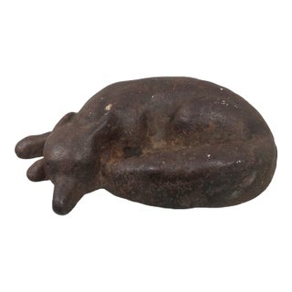Antique Iron Reclining Fox Doorstop For Sale