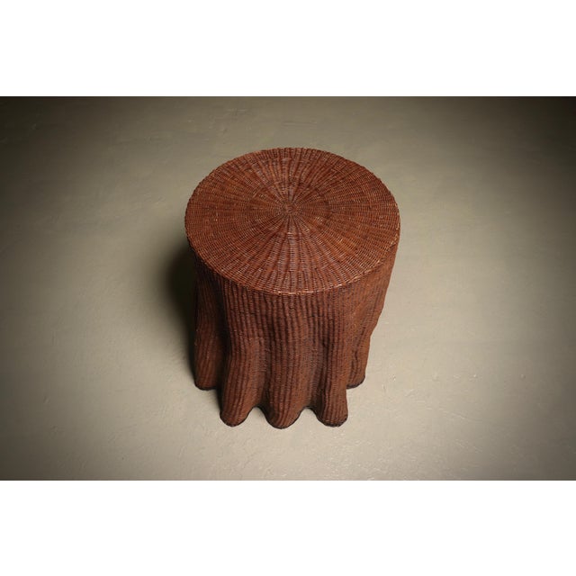 1970s Wicker Ghost Drapery Side Table or Stand, 1970s For Sale - Image 5 of 9