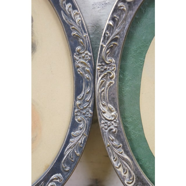 3 Antique Oval Silver Plated Wall Hanging & Tabletop Picture Frames 6" For Sale - Image 6 of 10