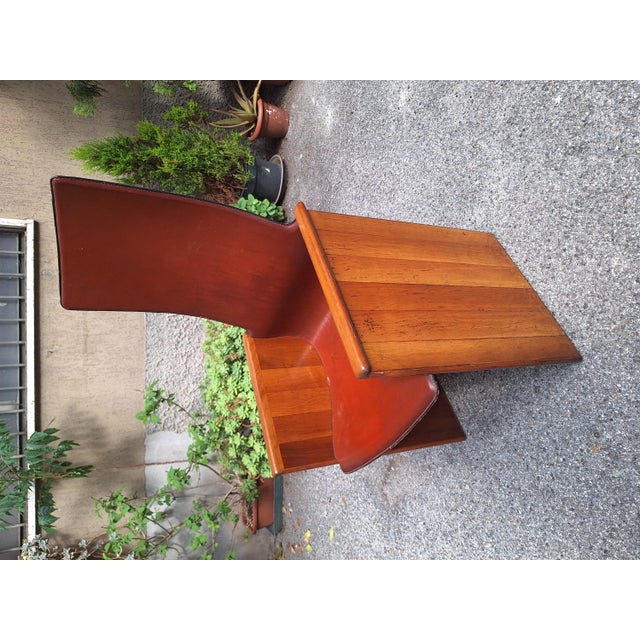 Torcello Chair with Armrests in Wood and Leather by Carlo Scarpa for Stildomus,1960s For Sale - Image 6 of 11