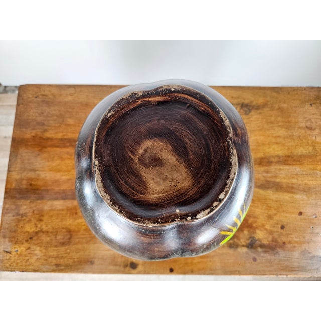 Brown Ceramic Vase with Floral Decorations, 1990 For Sale - Image 16 of 17