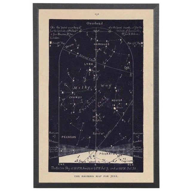 Illustration Navy Eastern Star Map in Black Shadowbox 12 1/8x 17 1/8 For Sale - Image 3 of 3
