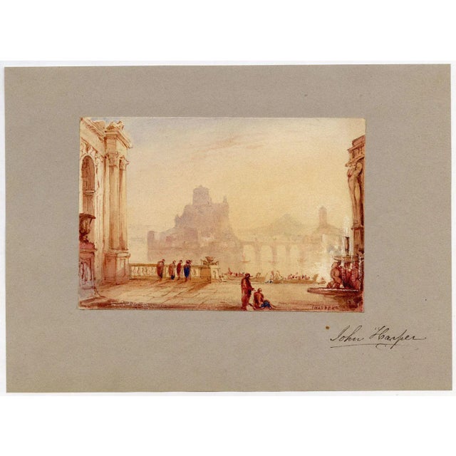 An original early 19th-century watercolour painting, John Harper, Italianate Architectural Capriccio.A rare and beautiful...