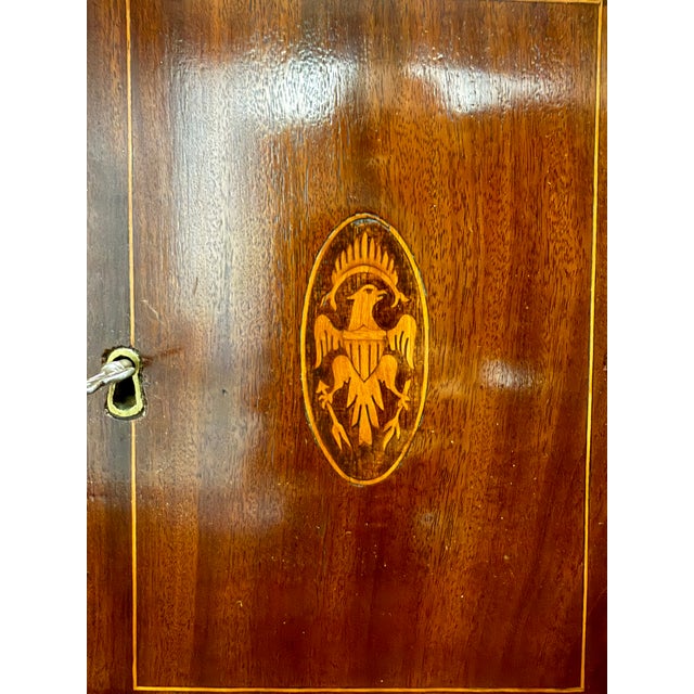 Wood Early 19th Century American Federal Period Mahogany Secretary Chest With Eagle Inlay, New England For Sale - Image 7 of 17