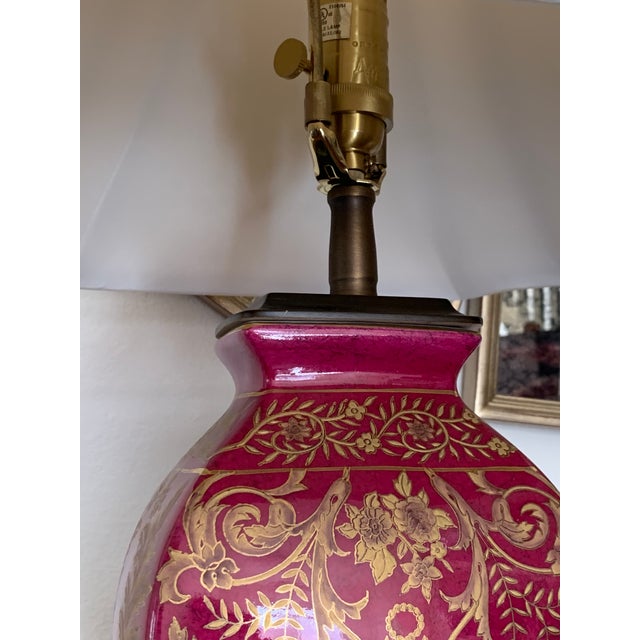 Magenta and Gold Scrollwork Oriental Accent Lamp Chairish