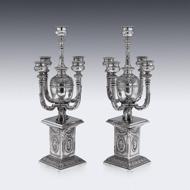 Antique German Hanau Silver Candelabras, 19th Century, Set of 2 For Sale - Image 5 of 18