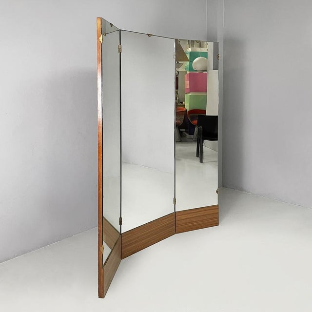 Mid-Century Modern Mid-Century Modern Italian Free-Standing Mirror with Three Wooden Doors, 1960s For Sale - Image 3 of 18