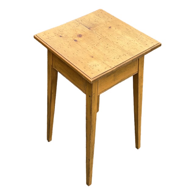 20th C. Shaker Crafted Mustard Yellow Accessory Table - Artisan and Heavily Detailed For Sale