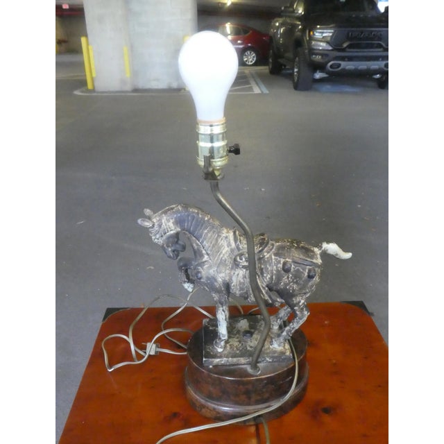 Vintage Chinese Tang Horse Decorator Lamp sold as found in working condition without shade