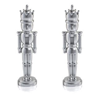 Hartwin Small Silver Metallic Decorative Nutcracker Figurines, Set of 2 For Sale