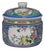 Chinese Blue Ground Famille Rose Porcelain Covered Jar With Bird & Floral Motif For Sale