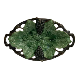 Mid 30th Century Majolica Style Grapes and Leaves Platter From Jay Willfred Portugal