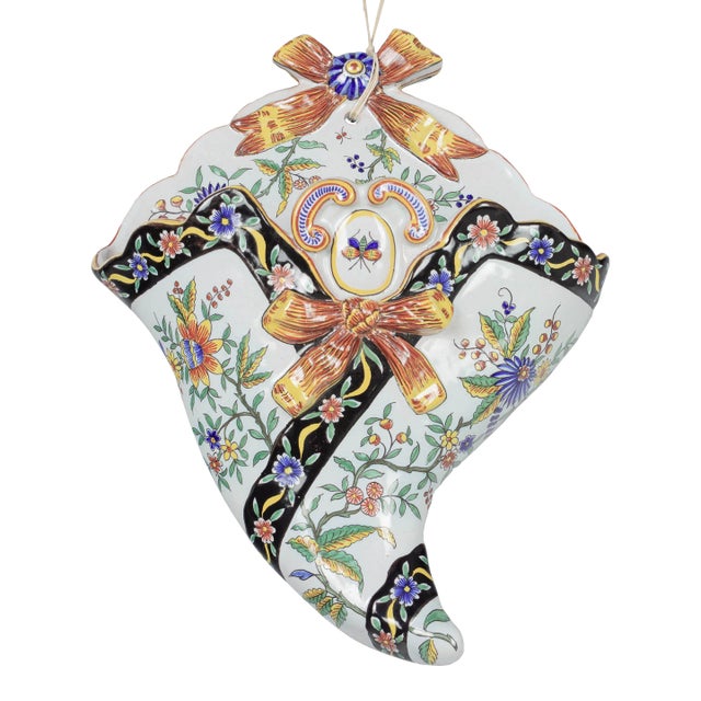 French Desvres Faience Wall Pocket For Sale